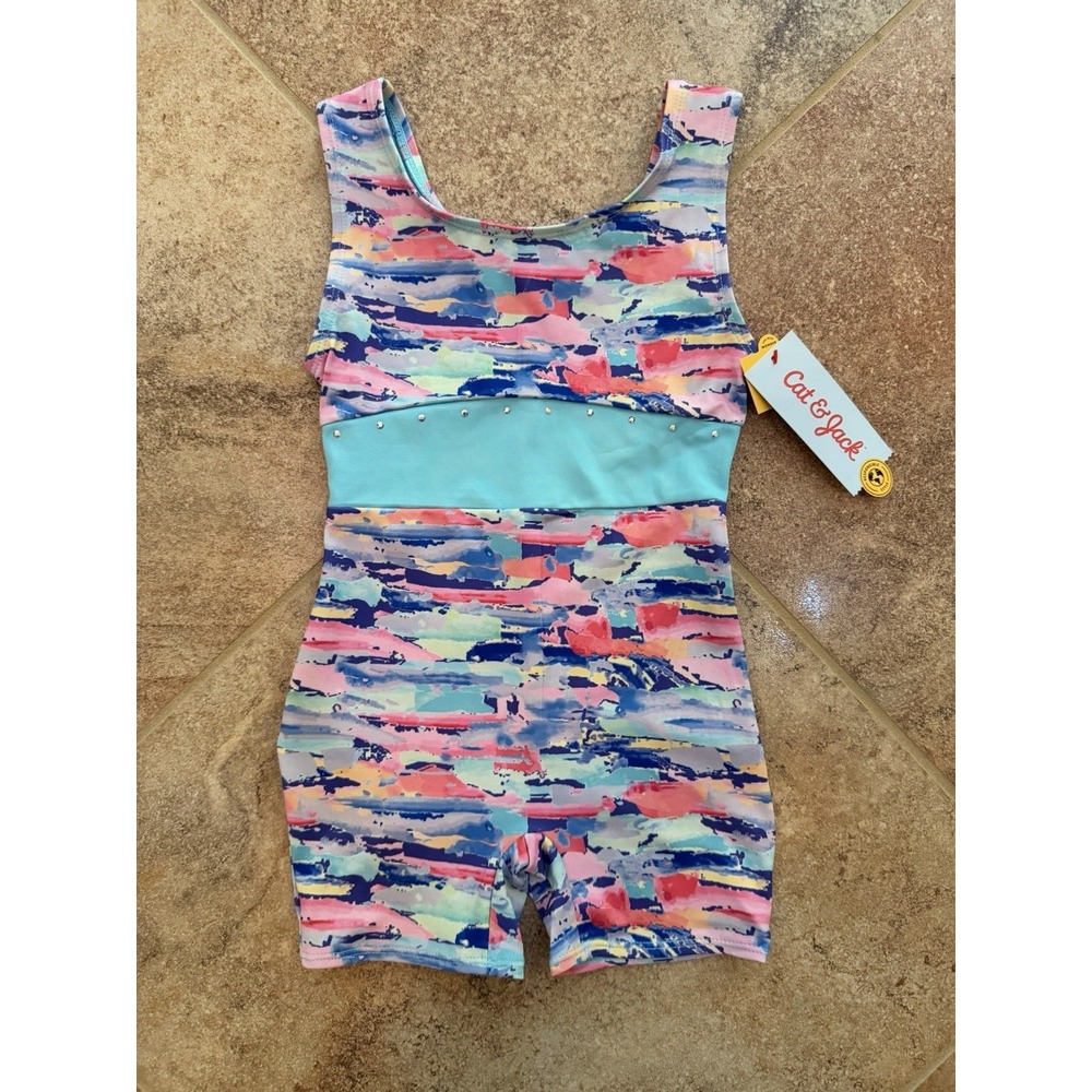 Girls' Cat & Jack Multicolored Unitard Girls Leotard Gymnastics Outfit XS (4/5)